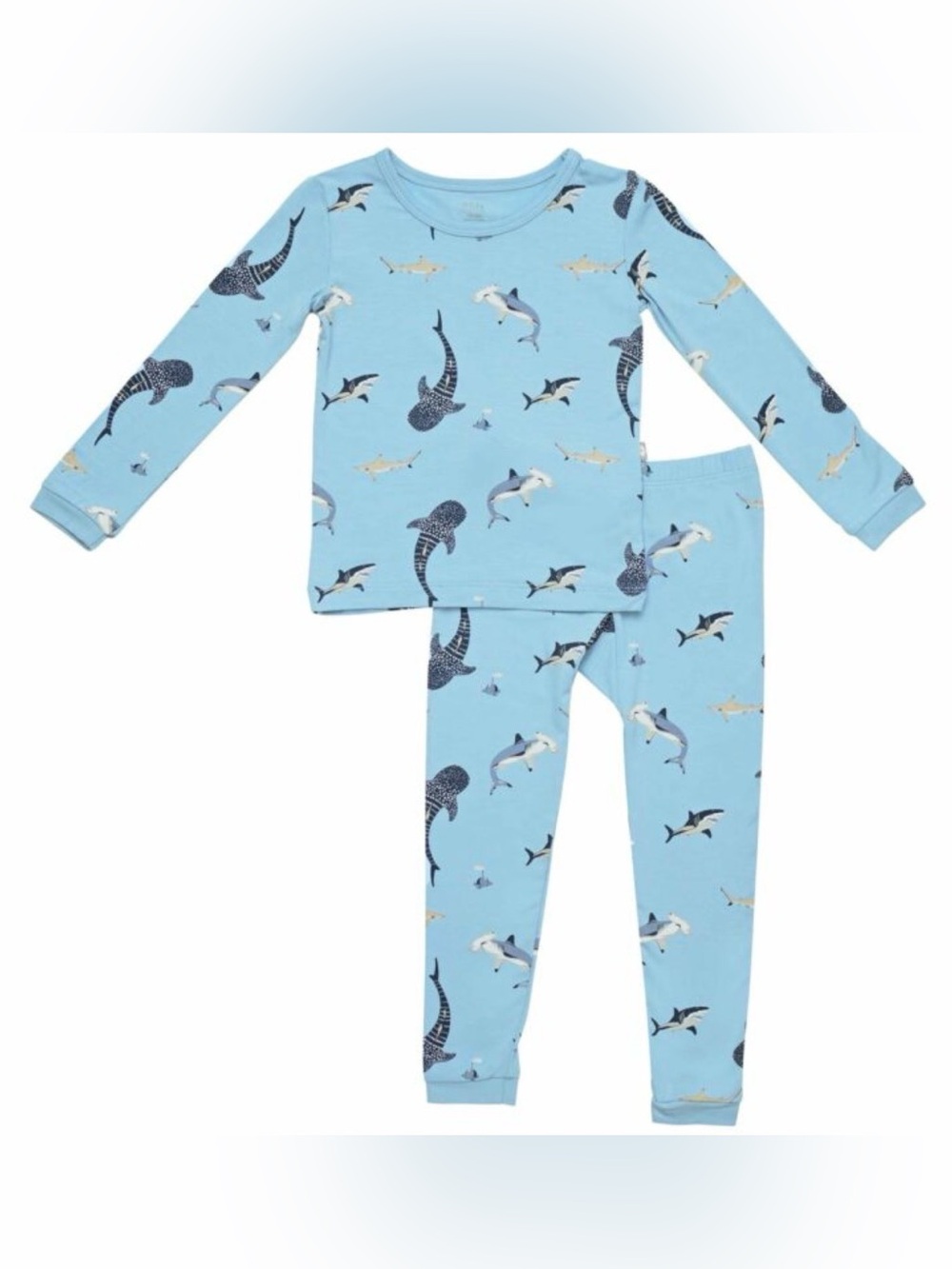 KYTE baby Set in Stream Shark long sleeve pajamas 2T